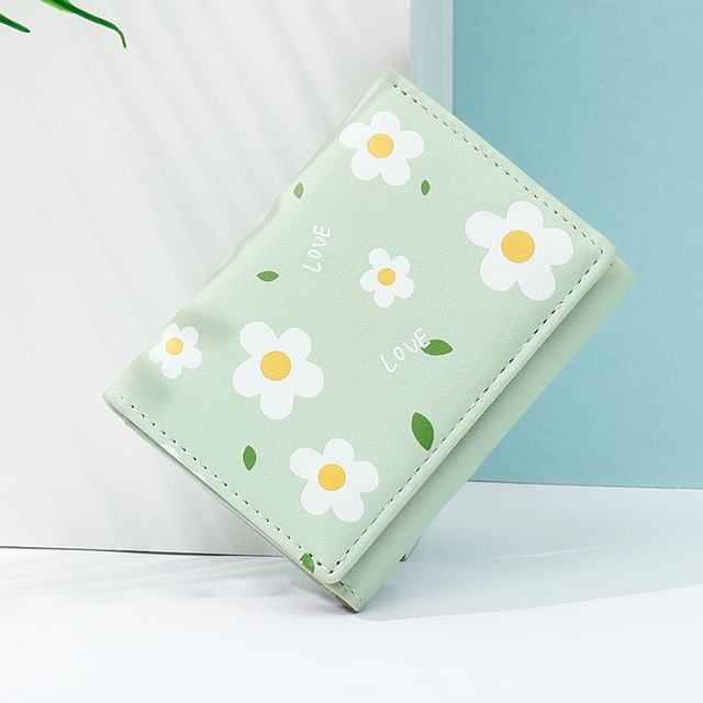 Taomicmic - Faux Leather Floral Print Short Wallet | YesStyle