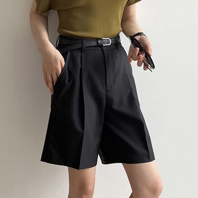 Keiko Girl - High Waist Plain Wide Leg Dress Shorts | YesStyle