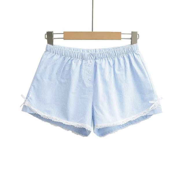 Ulark-Striped Lace Trim Shorts