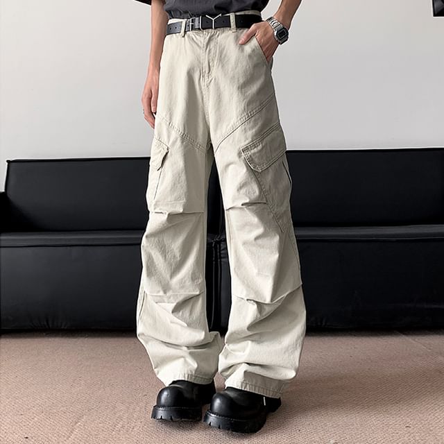 GRAYCIOUS-High Waist Plain Wide Leg Cargo Pants