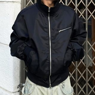 Okwano-Plain Bomber Jacket