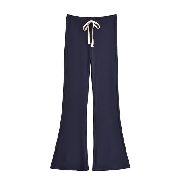 Hollahop-Drawstring Waist Bootcut Sweatpants