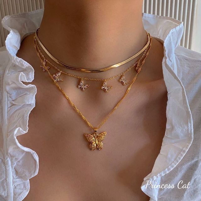[PRIMAUTE] 韓国☆BUTTERFLY LAYERED NECKLACE Designer fashion, Seoul-fully created | W Concept