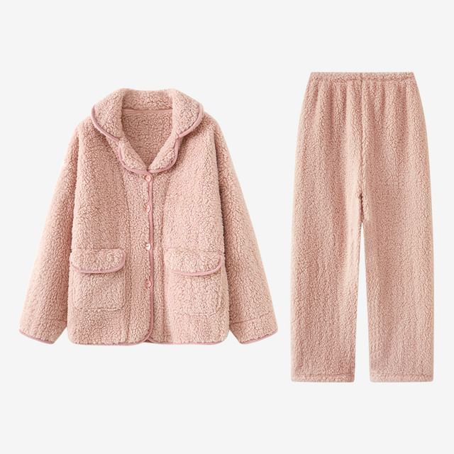 Dazzli-Couple Matching Plain Fleece Pajama Set