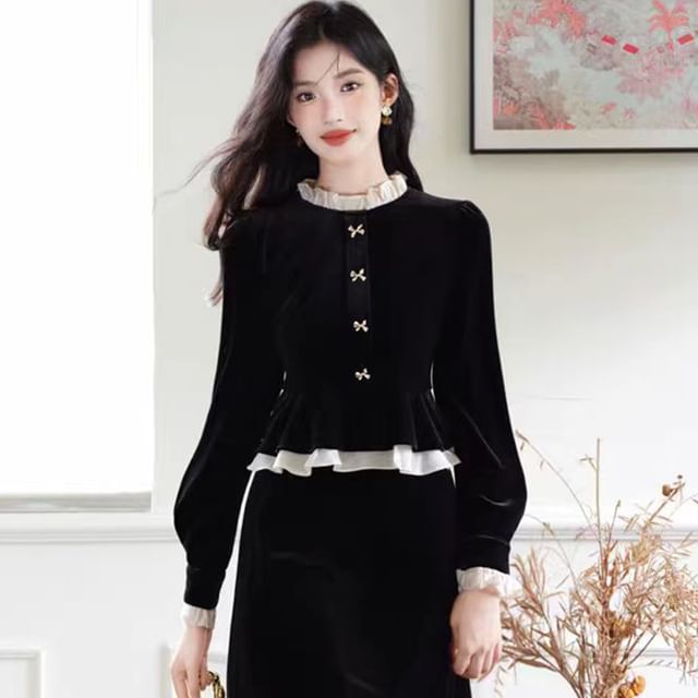 chinese dress ladies Self-Portrait - Gold Lurex Peplum Knit Midi Dress main image 1