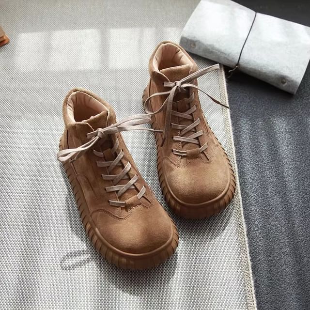STEPUP-Platform Lace-Up Short Boots