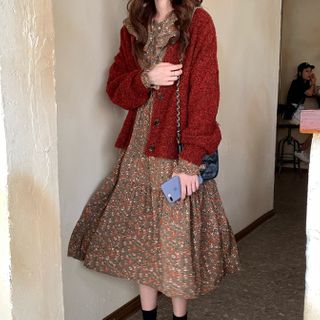 cardigan long dress