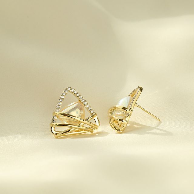Prushia-Rhinestone Triangle Stud Earring