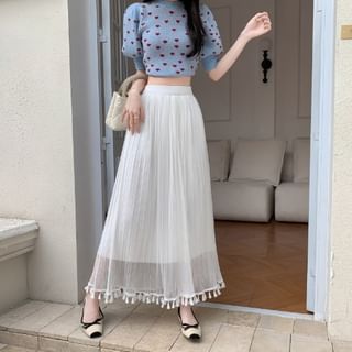 Juuri-High Rise Tasseled Maxi Fishtail Skirt