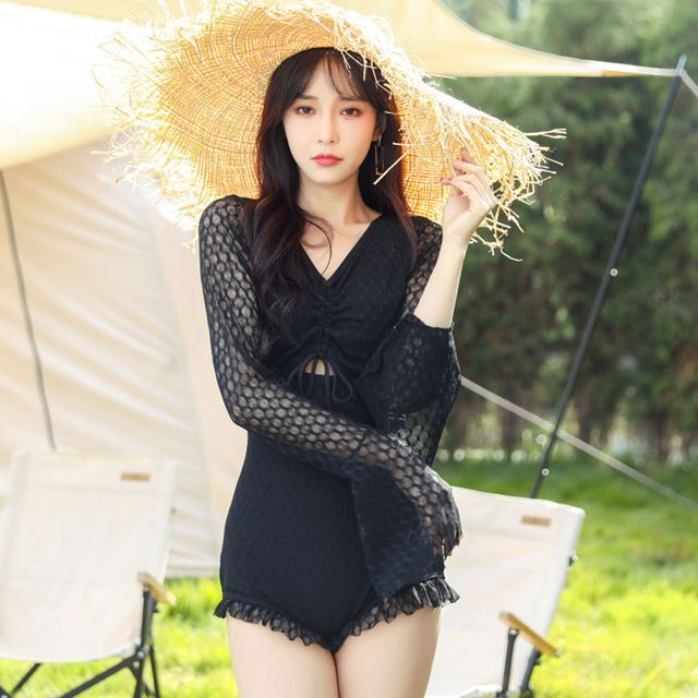 long sleeve lace swimsuit