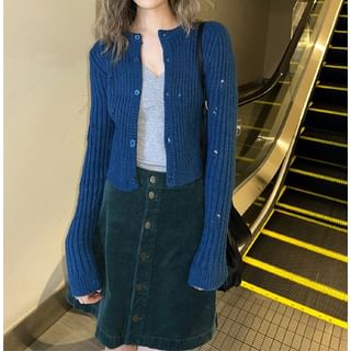 Alfie-Plain Ribbed Distressed Cardigan