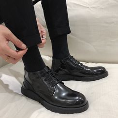 VEAZ - Genuine Leather Platform Lace-Up Shoes VEAZ - Genuine Leather Platform Lace-Up Shoes