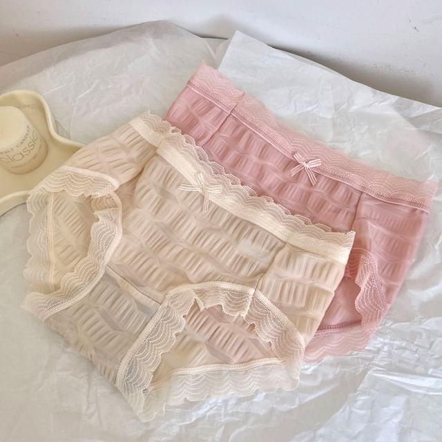 Wildery-Plain Lace Trim Bikini Panties