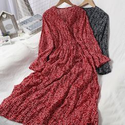 Oneiroi - Floral Long-Sleeve Midi A-Line Dress Oneiroi - Floral Long-Sleeve Midi A-Line Dress