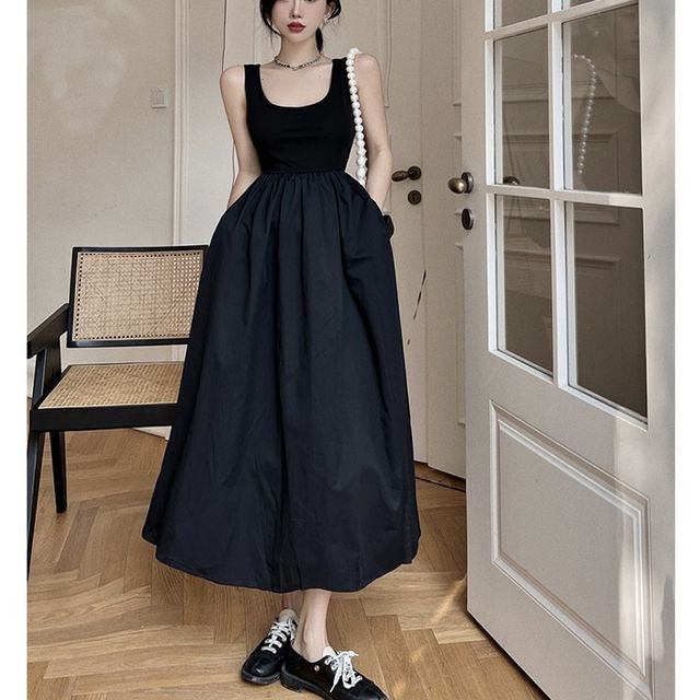 navy blue dress for baby girl Chiffon Tie Strap Tank A-Line Dress main image 0