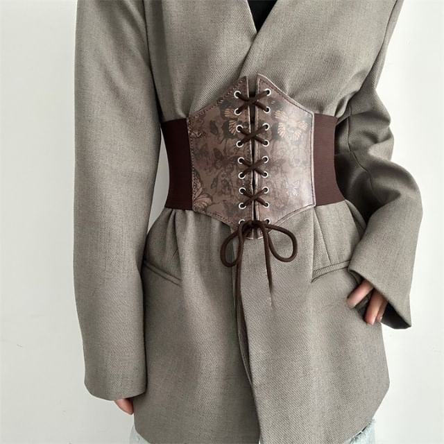 lace up faux leather corset belt
