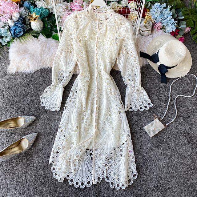 Yearnin - Long Sleeve Crochet Lace Dress | YesStyle Yearnin - Long Sleeve Crochet Lace Dress | YesStyle
