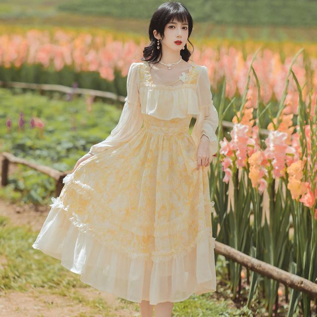 Flonso - Floral Lace Midi A-Line Dress | YesStyle