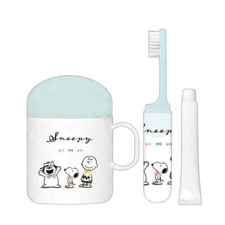 Kamio Japan - Snoopy Colorful Ribbon Toothbrushing Set With Big Cup