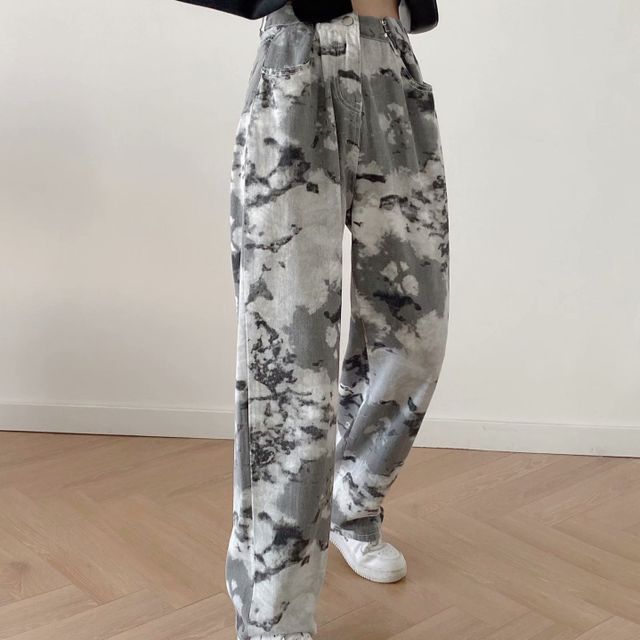 tie dye wide leg sweatpants