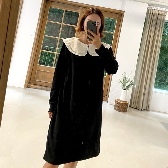Lemite - Puritan-Collar Sweatshirt Dress | YesStyle