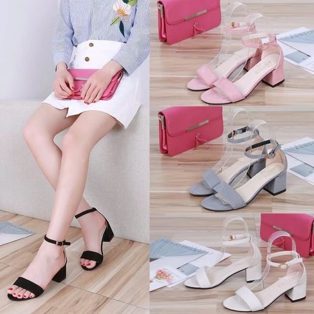 Shoes Galore-Ankle-Strap Block Heel Sandals