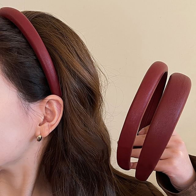 LIDO-Plain Faux Leather Headband