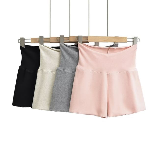 Ulark-High Waist Plain Hot Pants