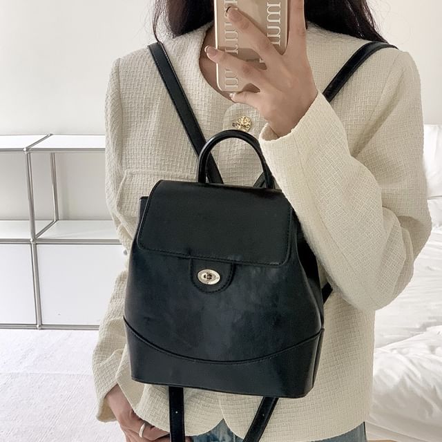 FAYLE-Faux Leather Flap Backpack