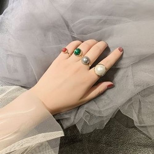 Zircon Rings Pearl and Natural Stone Ring 14K Gold Plated – Huge Tomato