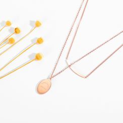 Tenri - Disc Pendant Stainless Steel Layered Necklace Tenri - Disc Pendant Stainless Steel Layered Necklace