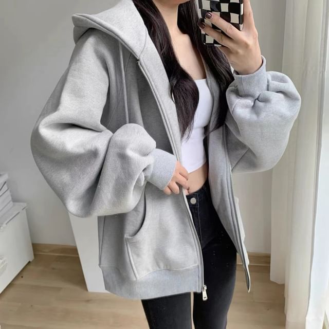Asiris-Plain Zip Hoodie