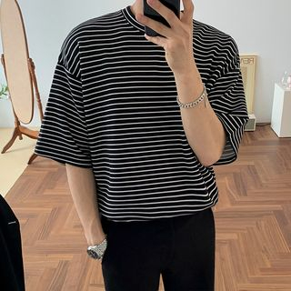 MRCYC-Striped Elbow-Sleeve T-Shirt