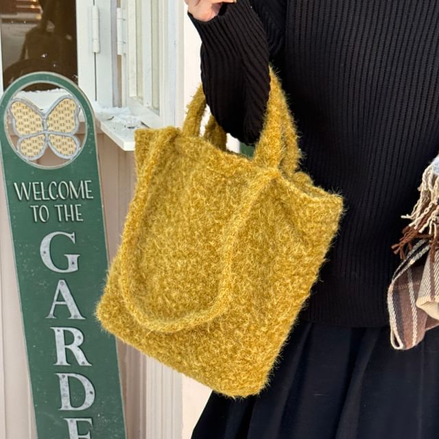 Basaran-Faux Shearling Tote Bag