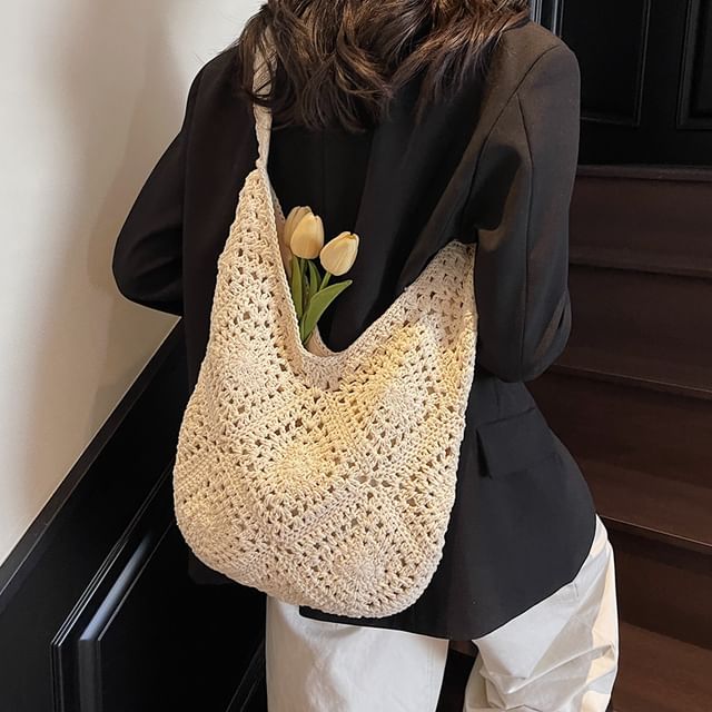 KOCORE-Plain Crochet Tote Bag
