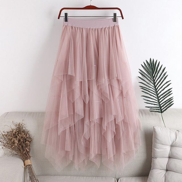 Everose-Sheer Midi A-Line Skirt