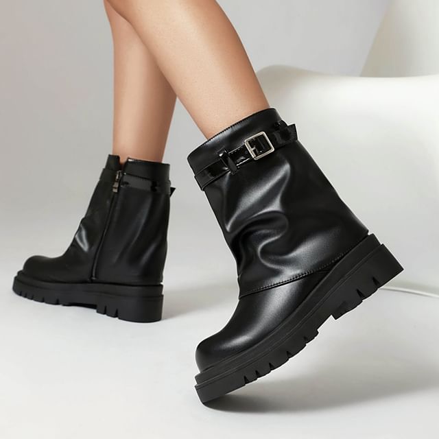 Cinnabelle-Buckled Platform Short Boots