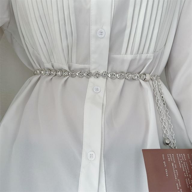 Rofuka-Rhinestone Alloy Waist Chain