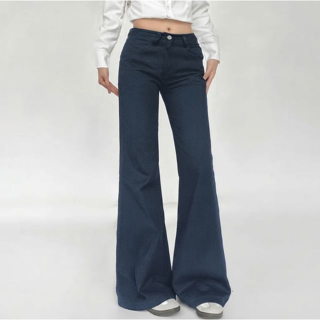 Sosana-Low Waist Plain Slim-Fit Boot-Cut Jeans