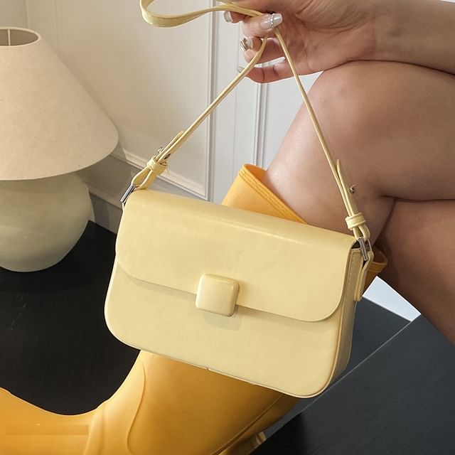 Basaran-Faux Leather Flap Shoulder Bag