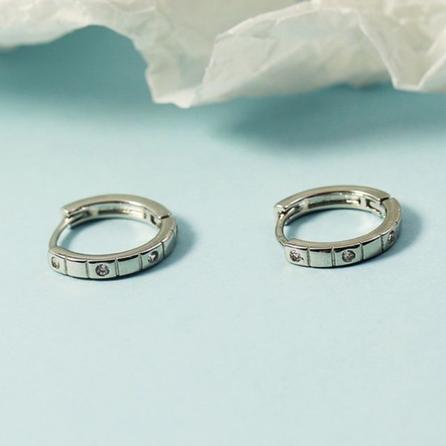 Forainer-Rhinestone Alloy Hoop Earring
