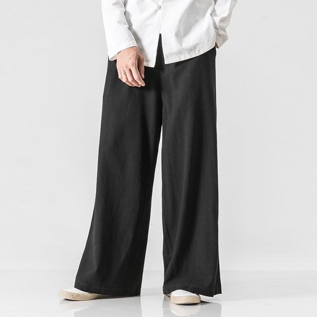 FORSETI-High Waist Plain Wide Leg Pants