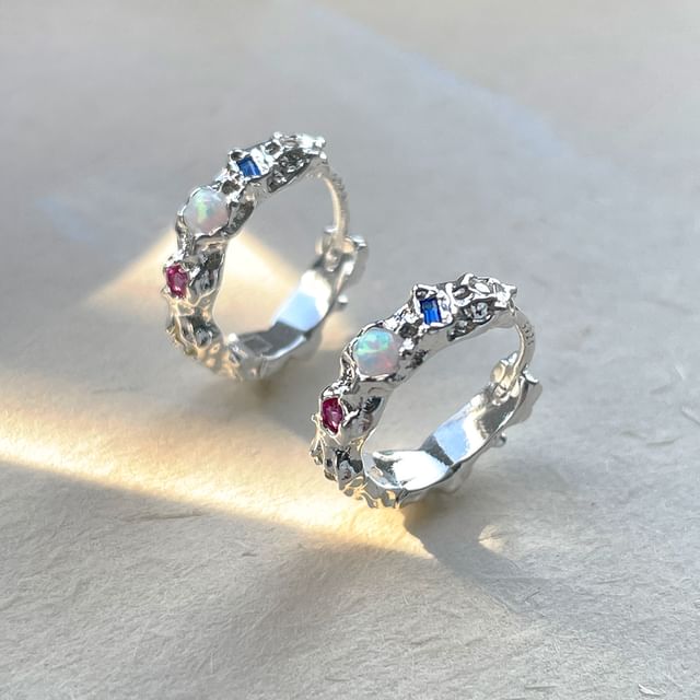 Hansha-Rhinestone Geometry Hoop Earring