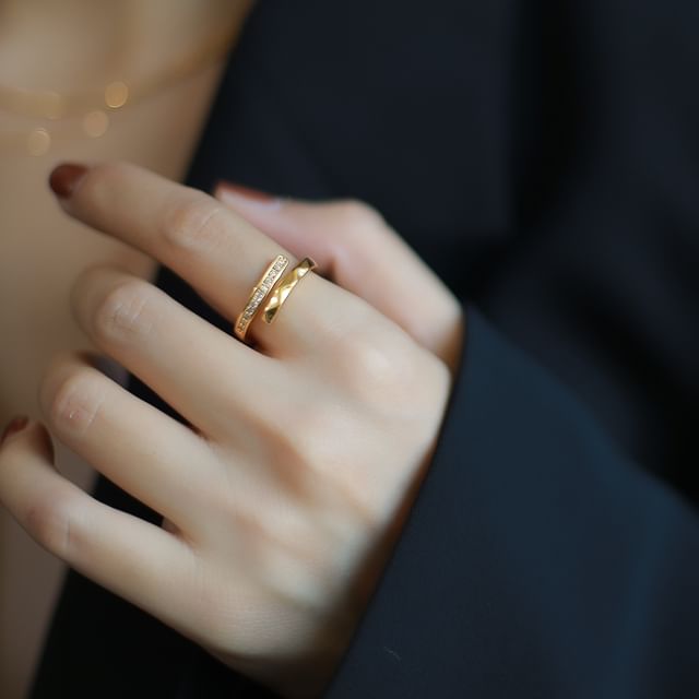 pexrl jewelry-Rhinestone Open Ring