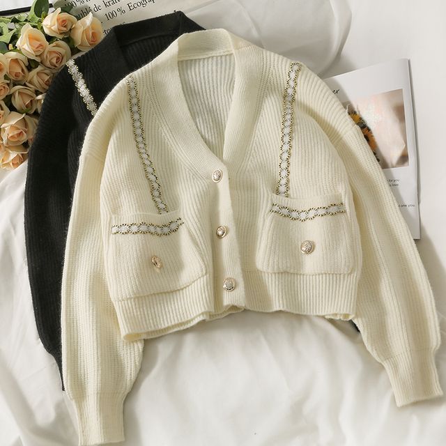 Lemongrass-Cropped Loose Cardigan