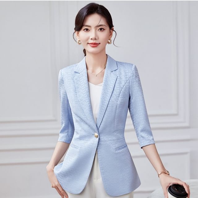 Princess Min-Elbow Sleeve Notch Lapel Plain Single Breasted Blazer