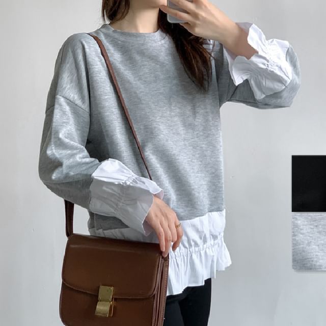 INEN-Crewneck Two Tone Pullover
