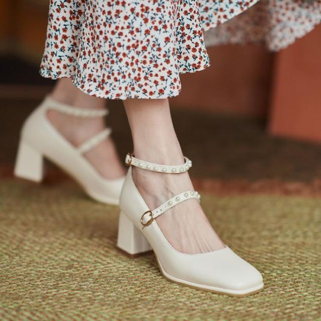 Freesia Faux Leather Block Heel Pumps YesStyle