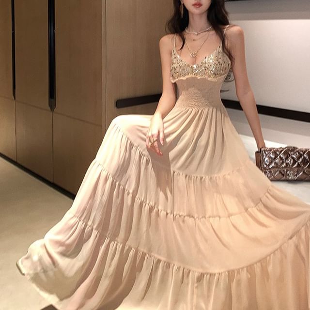 knee length dresses for ladies Midnights Sequin Midi Dress main image 0