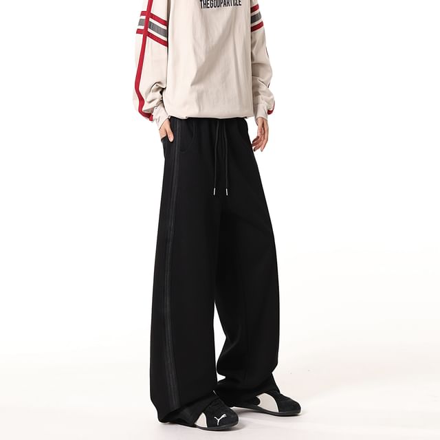 Koiyua-High Waist Plain Wide Leg Sweatpants